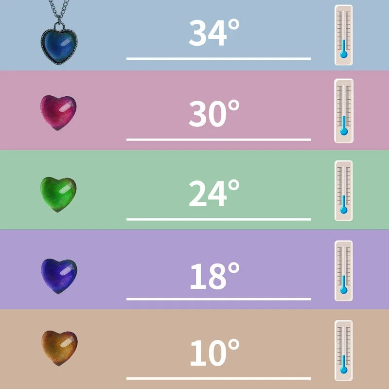 Temperature Controled Colour Changing Heart Shape Necklace for Girl
