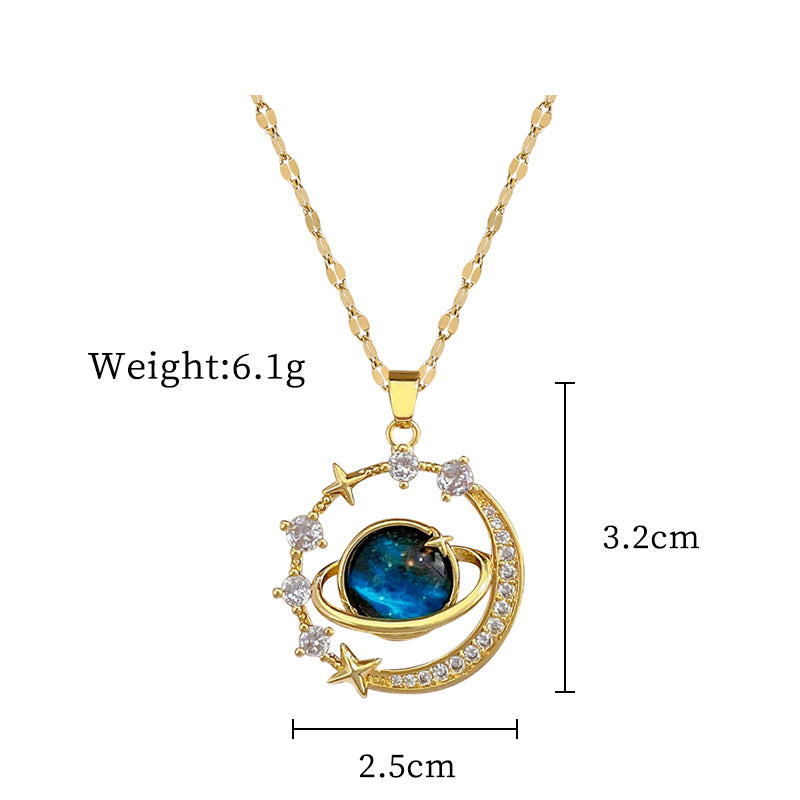 Titanium Steel Starry Zircon Necklace