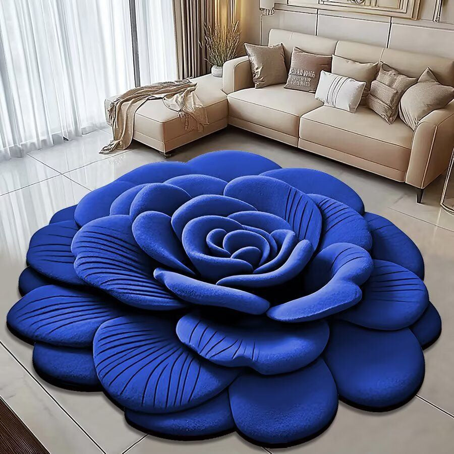 3D Modern Flower Design Anti-Dirt & Water Absorbent Carpet Non-Slip Rubber for Home & Hotel Living Room Digitally Printed
