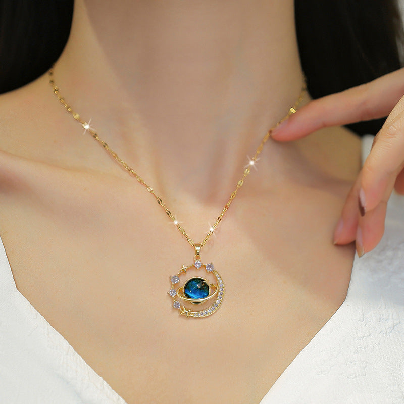 Titanium Steel Starry Zircon Necklace