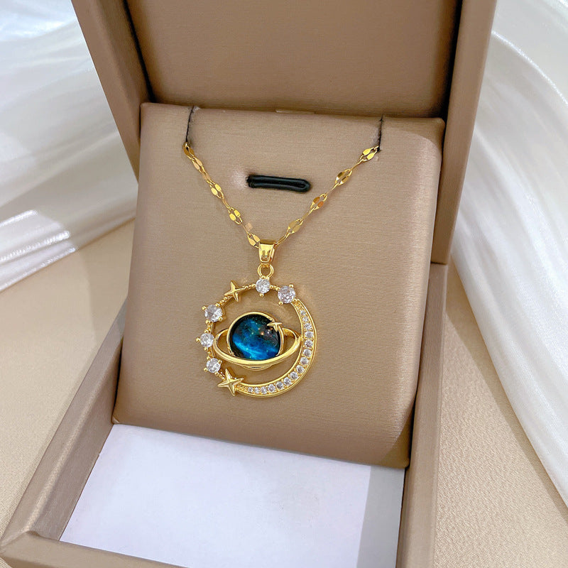 Titanium Steel Starry Zircon Necklace