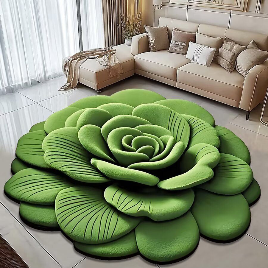 3D Modern Flower Design Anti-Dirt & Water Absorbent Carpet Non-Slip Rubber for Home & Hotel Living Room Digitally Printed