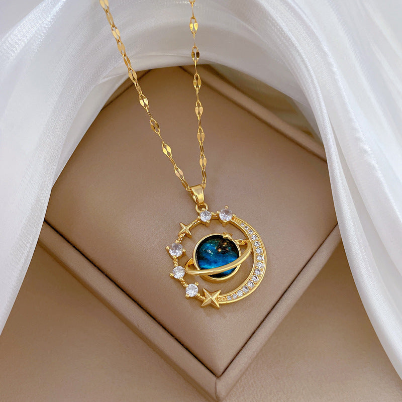 Titanium Steel Starry Zircon Necklace