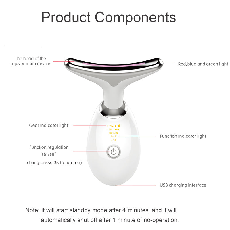 Red Light Therapy Face Lifting Device Microcurrent Face Massager Face Neck Beauty Machine for Skin Tightening Wrinkle Removal