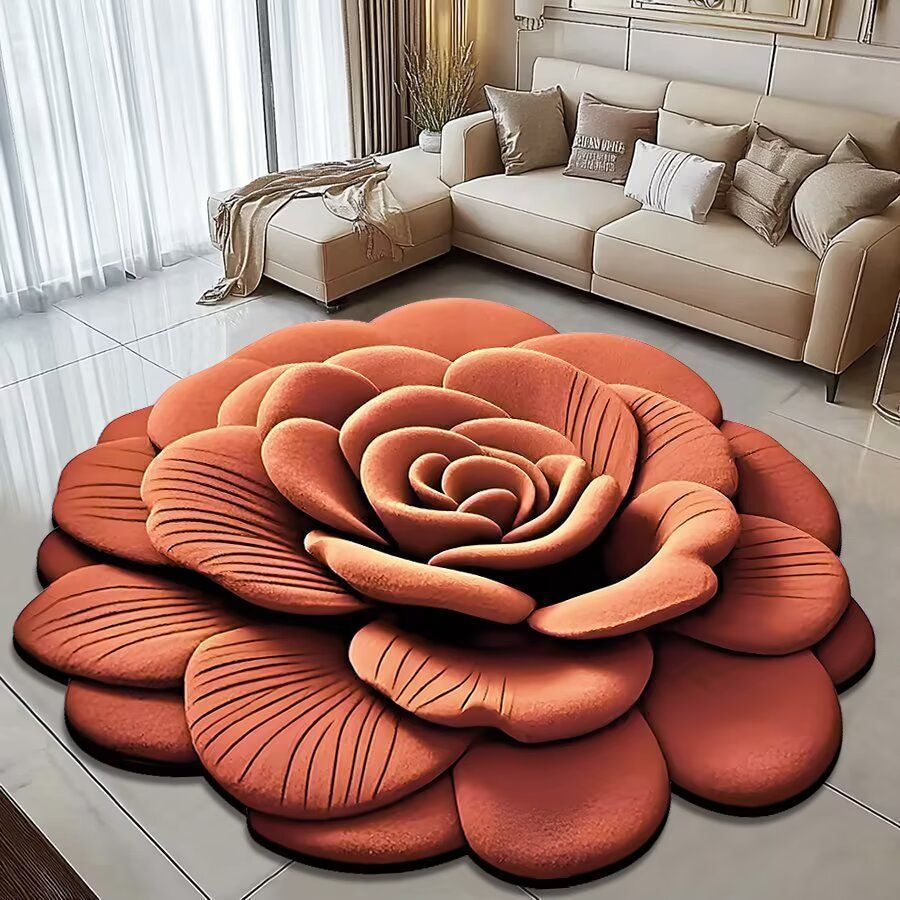 3D Modern Flower Design Anti-Dirt & Water Absorbent Carpet Non-Slip Rubber for Home & Hotel Living Room Digitally Printed