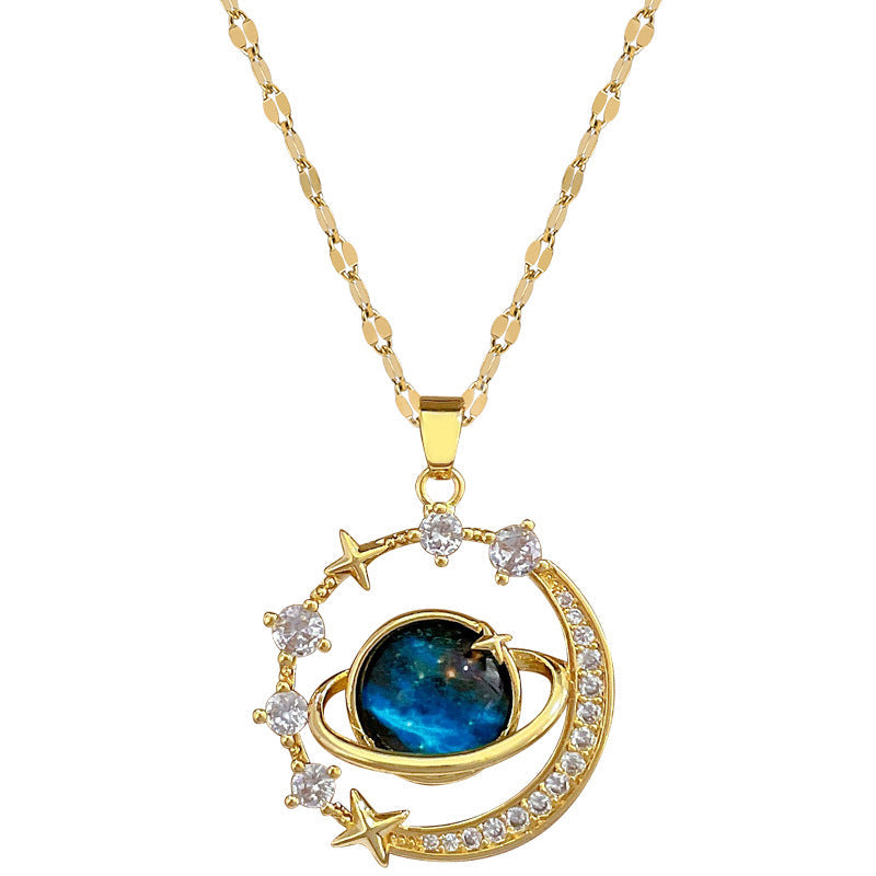 Titanium Steel Starry Zircon Necklace