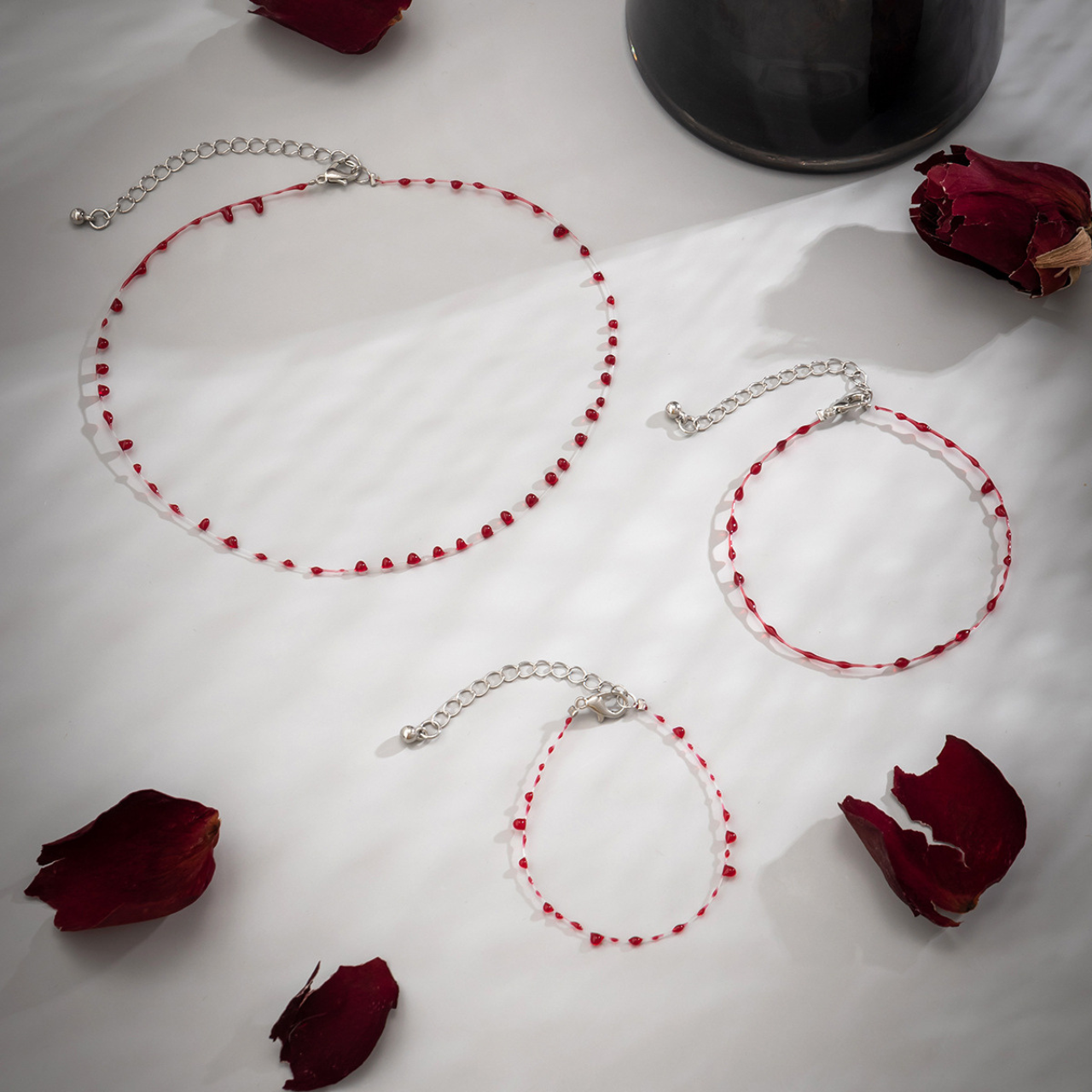 Gothic Blood Drop Bracelet Set