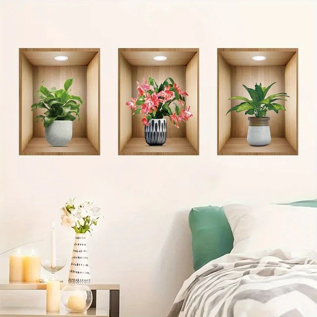 Wall Sticker Home Decoration Self Adhesive Bedroom Livng Room - Pack of 3