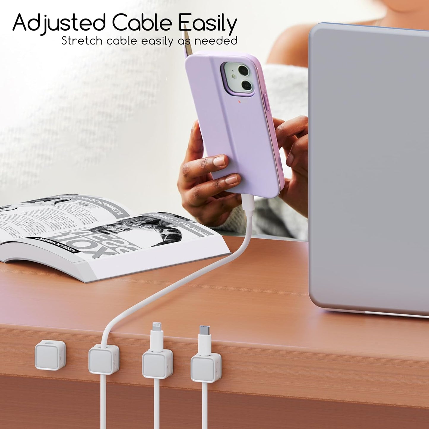 Pack of 6 PCs Magnetic Cable Clips Cord Holder