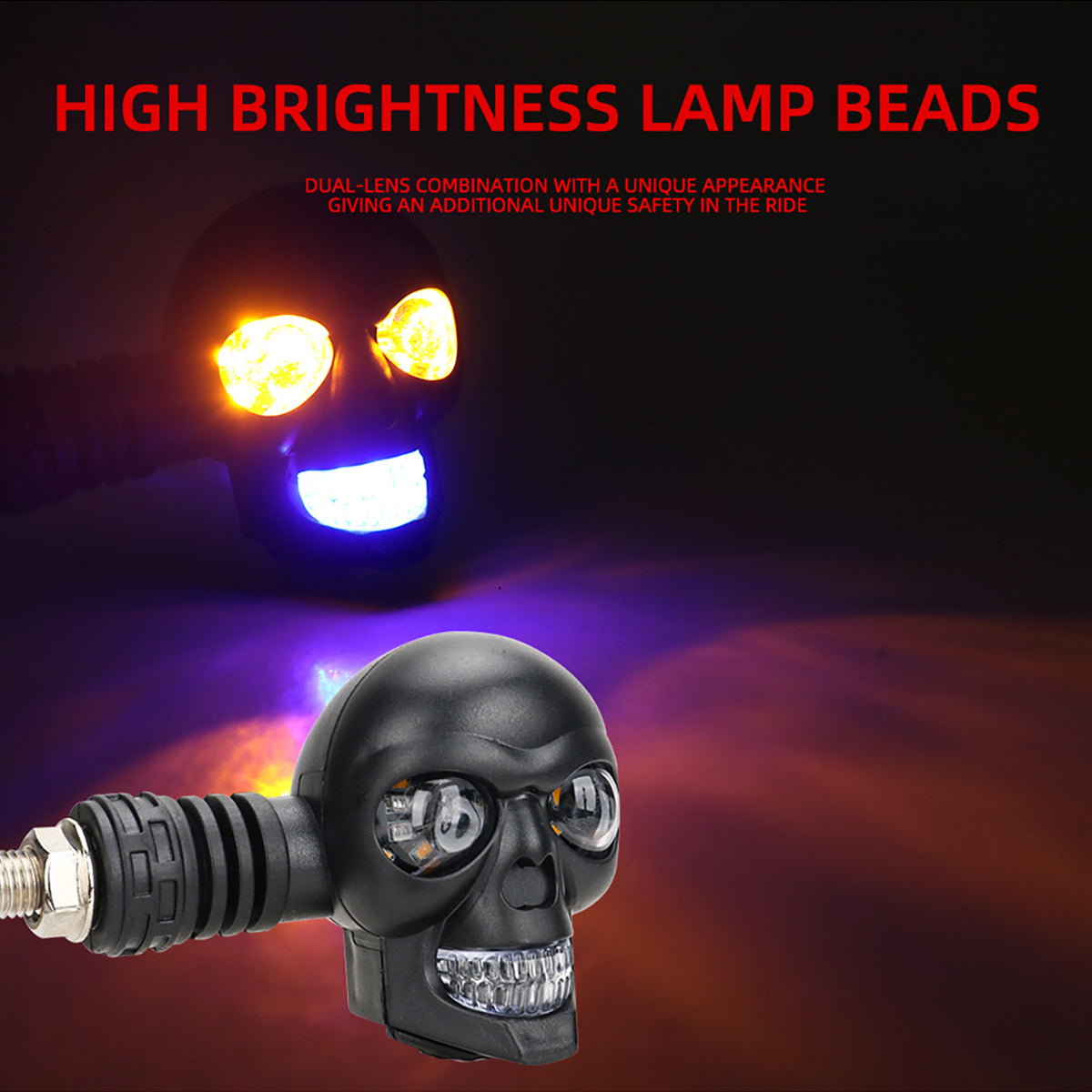 Motorcycle Skull Spotlight Turn Light for Motorcycle (2PCs/Set)