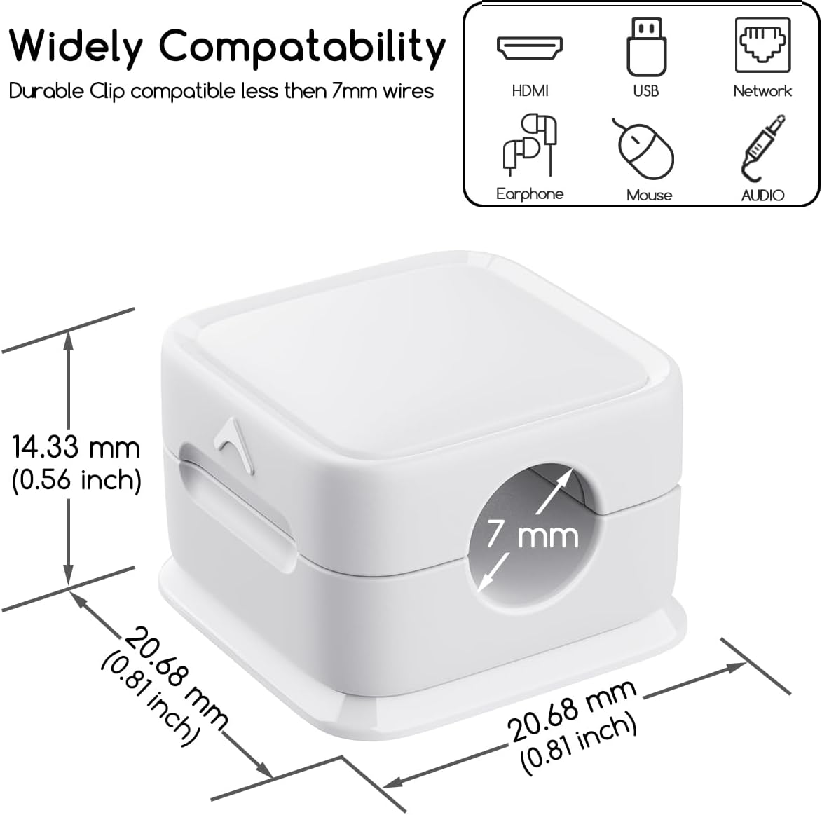 Pack of 6 PCs Magnetic Cable Clips Cord Holder