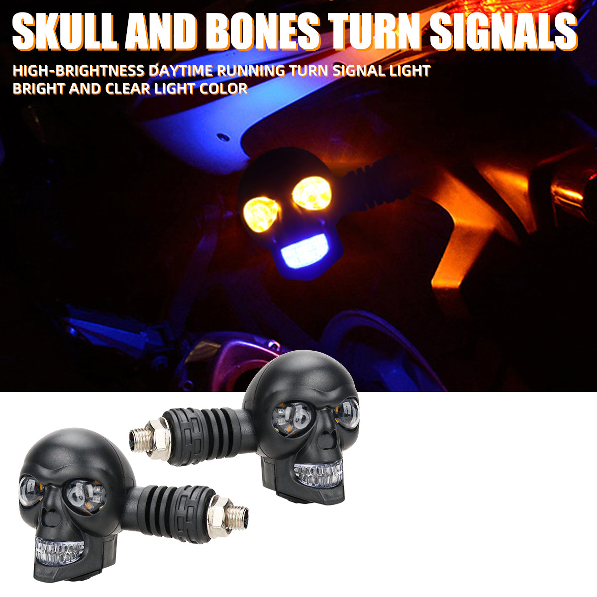 Motorcycle Skull Spotlight Turn Light for Motorcycle (2PCs/Set)