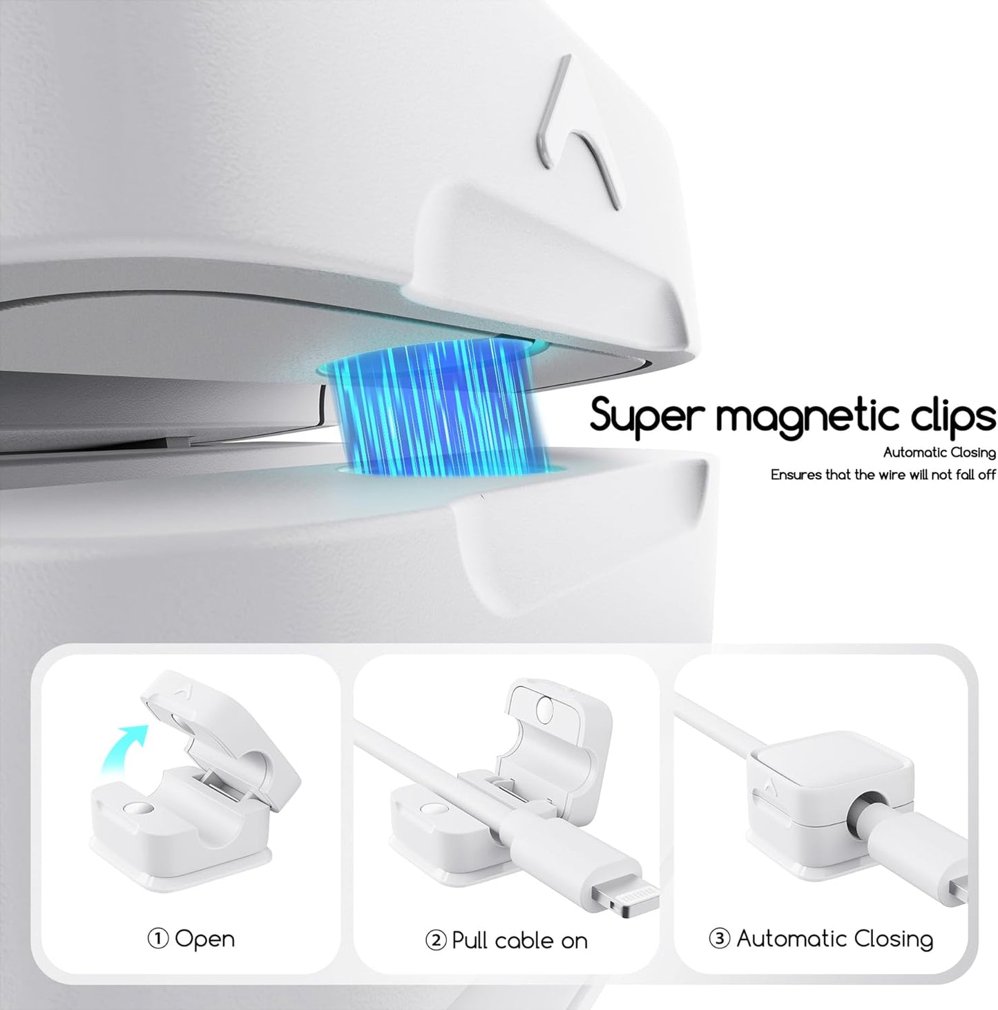 Pack of 6 PCs Magnetic Cable Clips Cord Holder