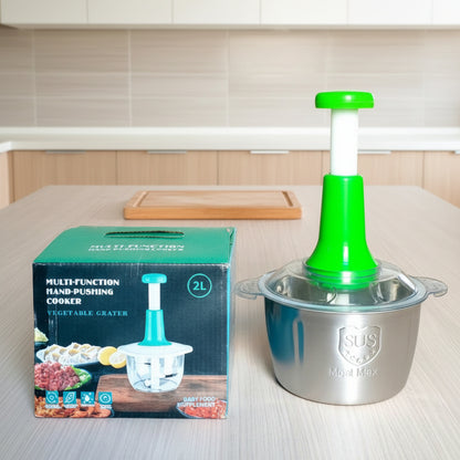 Chopper For (Vegetable Meat Mincer Fruits and Herbs Garlic Onion) (Manual 2L Metal)