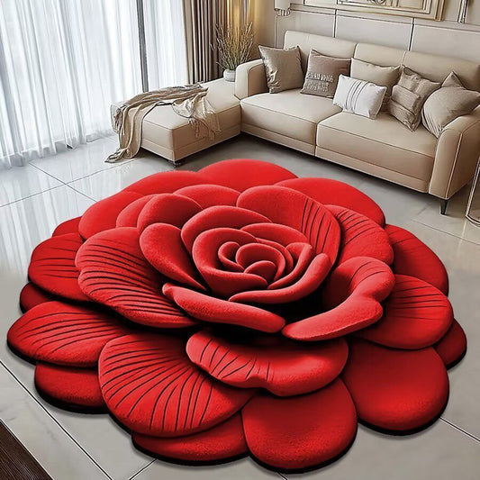 3D Modern Flower Design Anti-Dirt & Water Absorbent Carpet Non-Slip Rubber for Home & Hotel Living Room Digitally Printed