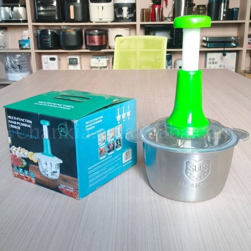 Chopper For (Vegetable Meat Mincer Fruits and Herbs Garlic Onion) (Manual 2L Metal)