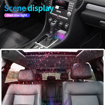 Fast Charging Car Phone Station Charger 4 in 1 Retractable Car Charger With Ambient Star Light 2 Cables Type C Quick Adapter