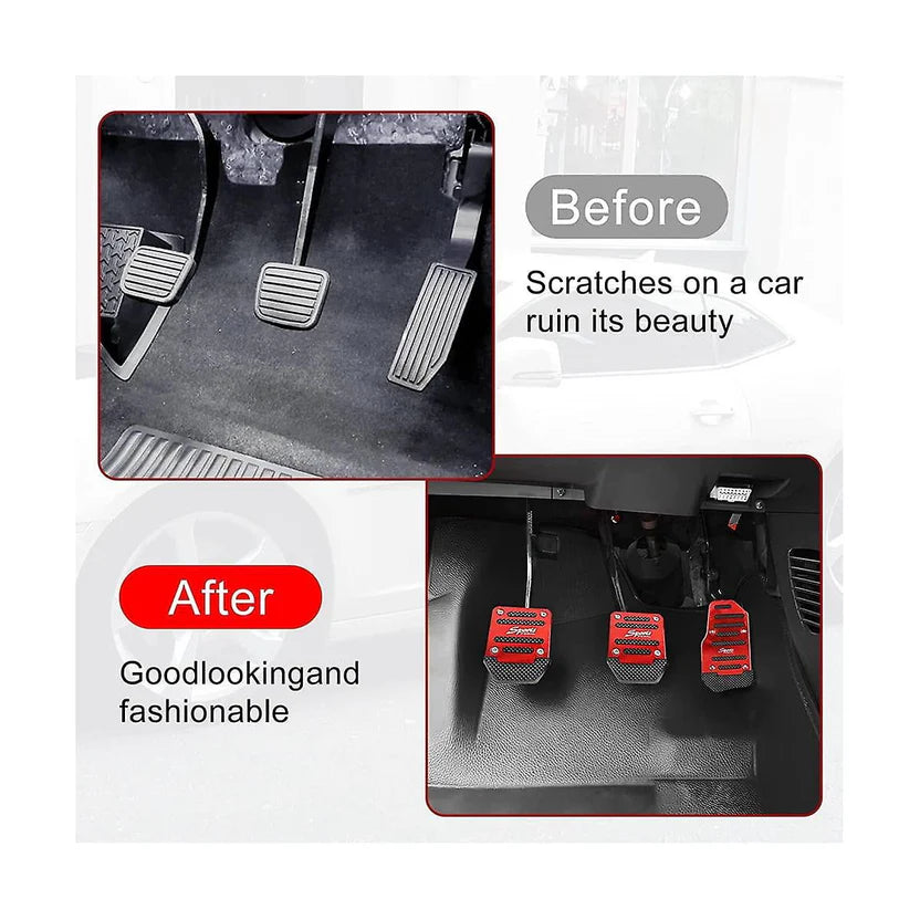Non-Slip Aluminum Alloy Pedal Cover Set | Universal Automatic (2 pedals) or Manual (3 pedals)