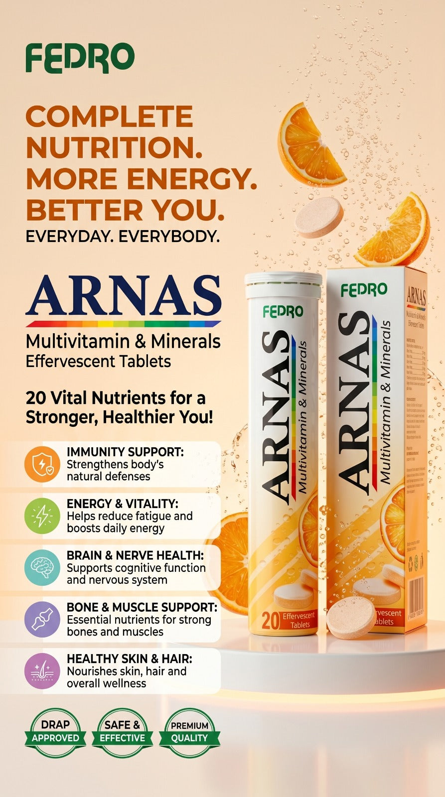 ARNAS Multivitamin & Minerals Effervescent Tablets