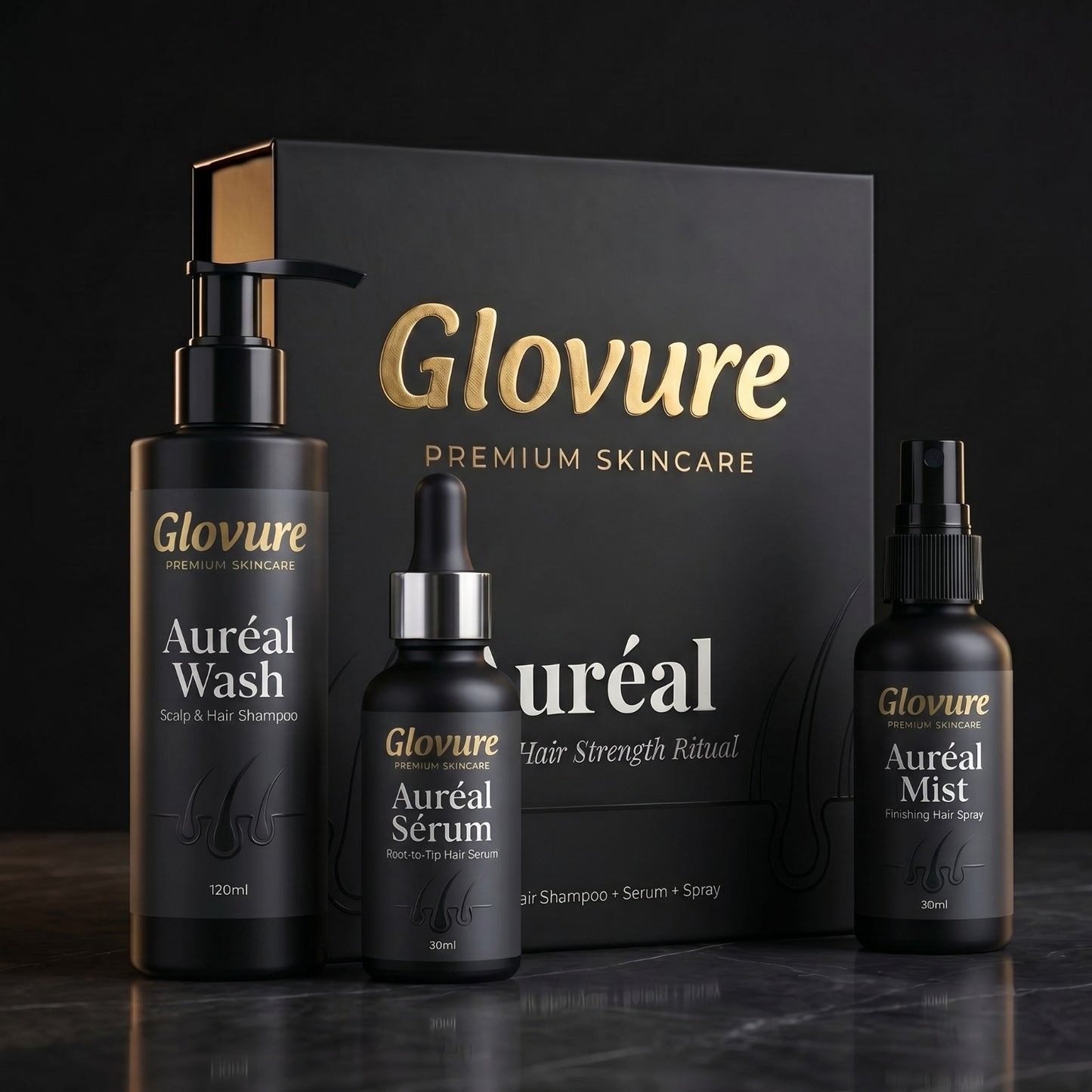Aureal Hair Growth Kit – Shampoo, Spray & Serum for Stronger, Thicker Hair