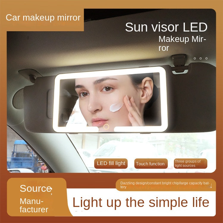 Sun Visor Touch Sensitive LED Three-color Adjustable Makeup Mirror