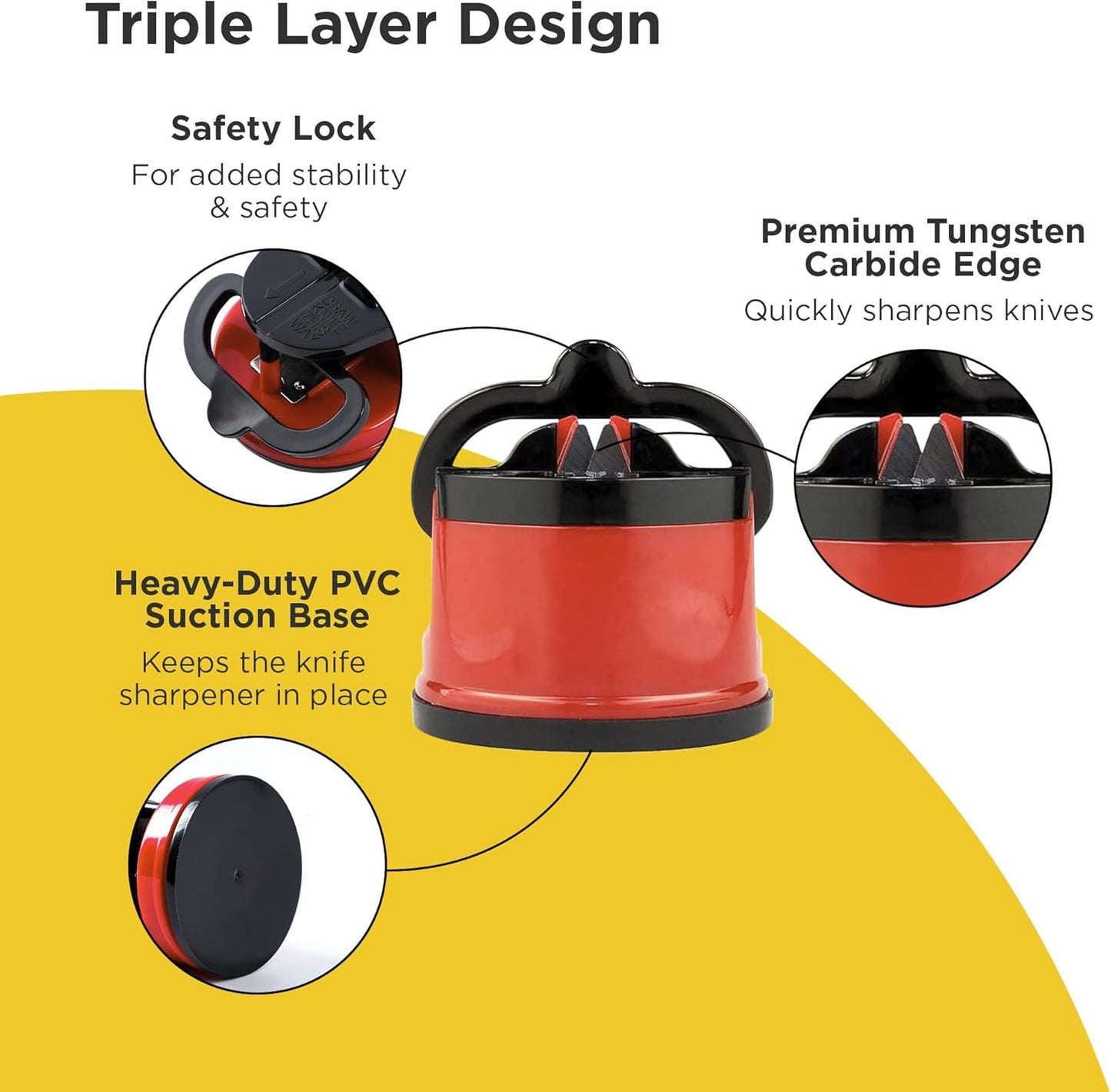 Steel Kitchen Knife Sharpener with Suction Base