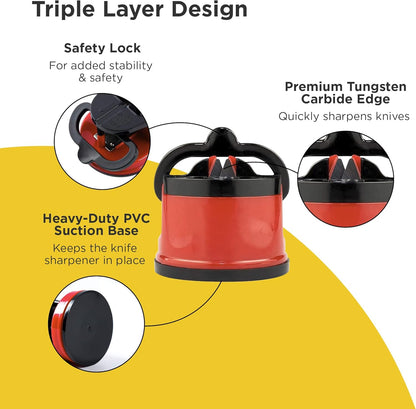 Steel Kitchen Knife Sharpener with Suction Base