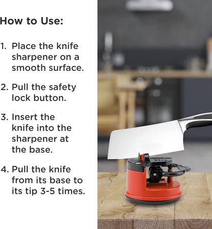 Steel Kitchen Knife Sharpener with Suction Base
