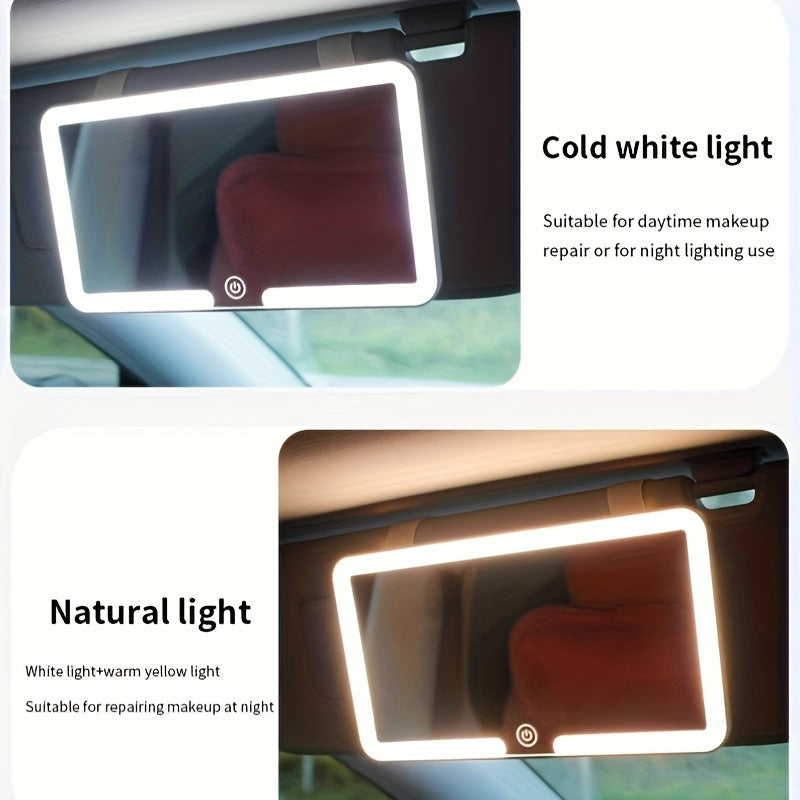 Sun Visor Touch Sensitive LED Three-color Adjustable Makeup Mirror