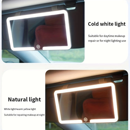 Sun Visor Touch Sensitive LED Three-color Adjustable Makeup Mirror